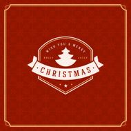 Merry Christmas typography decoration greeting card and snowflakes pattern