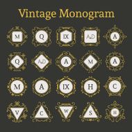 Vector vintage monogram set