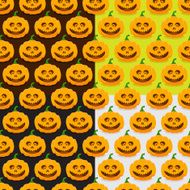 Set of seamless patterns with pumpkins for Halloween