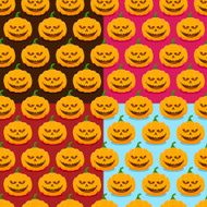 Set of seamless patterns with pumpkins for Halloween N2