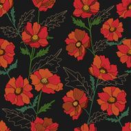 Seamless pattern with red poppies