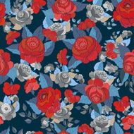 Seamless floral pattern with red roses