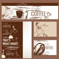 Coffee vector brochures set with hand drawn coffee objects N2