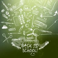 sketch elements chalk drawing imitation back to school theme