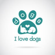 Vector image of an dog head design and spoor