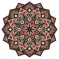 Mandala in green and pink colors