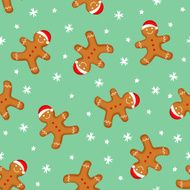 Gingerbread man seamless pattern Cute vector background