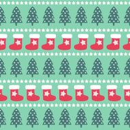 Seamless Christmas pattern - Xmas trees stars and xmas stockings
