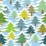 Tree snow seamless pattern Snowstorm in forest Snow on tree