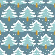 Winter forest seamless pattern Christmas tree in snow Texture
