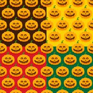 Set of seamless patterns with pumpkins for Halloween N6