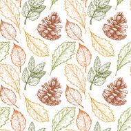 Hand drawn vector illustrations Seamless pattern with pine cones