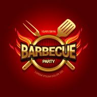 Barbecue party logo invitation template N2