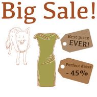 Big Sale illustration with fox dress and labels N2