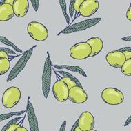 Branches of olives seamless pattern Hand drawn food