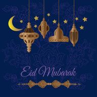 Eid mubarak greeting with lanterns