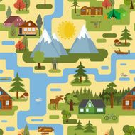 Great city map creator Countryside and camping Seamless pattern