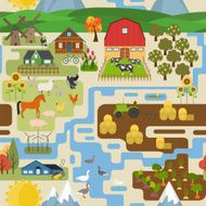 Great city map creator Village farm and countryside Seamless pattern