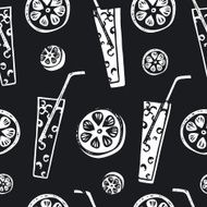 Drinks seamless pattern in black and white colors