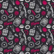 Food seamless pattern on dark background &ndash; Illustration