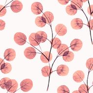 Branches with round leathes Watercolor vector background 1