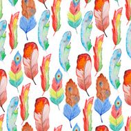 Watercolor pattern with feathers