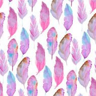 Watercolor pattern with feathers N2