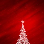 Magical red color background with lovely Christmas tree