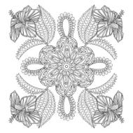 Coloring page with exotic flowers brunch zentangle illustartion N2