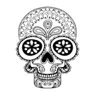 Hand drawn Skull in zentangle style tribal totem for tattoo N2