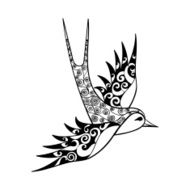 Hand drawn tribal Swallow bird totem for adult Coloring N2