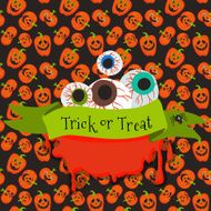 Halloween trick or treat illustration on pumpkin background