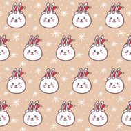 Rabbits in Santa&#039;s hats seamless pattern N2