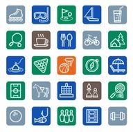 Icons entertainment leisure white outline