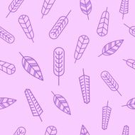 Vector Vintage Seamless Pattern with Hand-Drawn Feathers