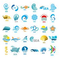 Big collection of vector icons sea