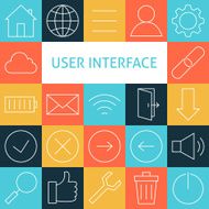 Vector Line Art Modern Web Mobile User Interface Icons Set N2