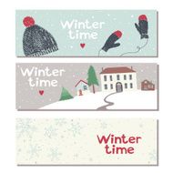 Set of three website horizontal winter banners
