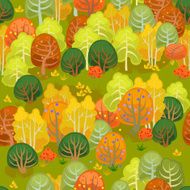 Forest in autumn yellow and green
