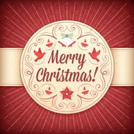 Red and Beige Christmas Greeting Card with Ornaments Text