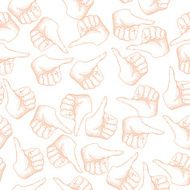 Hand Drawn Thumbs up Seamless Pattern Vector