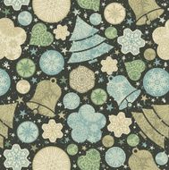 Colour background with snowflakes christmas tree and bells vec N2