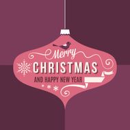 Purple Christmas Card with Stylized Ornaments