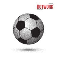 Dotwork Football Soccer Ball Vector Icon made in Halftone Style