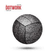 Dotwork Voleyball Sport Ball Vector Icon made in Halftone Style