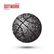 Dotwork Basketball Sport Ball Vector Icon made in Halftone Style