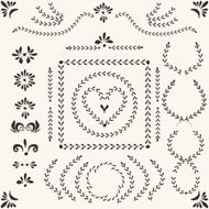 Vector decorative laurel wreaths and elements set