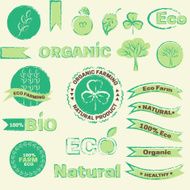 Vector sketch bio eco logo design set