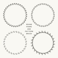 Hand drawn round frame and pattern brush set