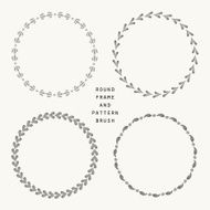 Hand drawn round frame and pattern brush set N2